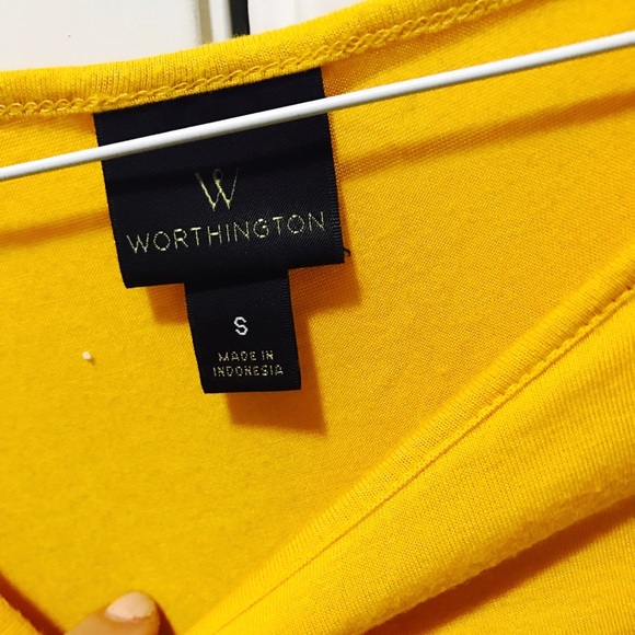 Short sleeves yellow top with decorative wholes--S - Picture 3 of 6